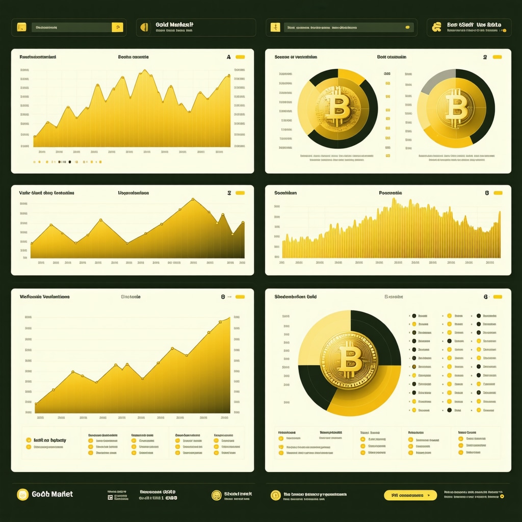 Digital dashboard showing AI analytics and blockchain icons for secure gold investment