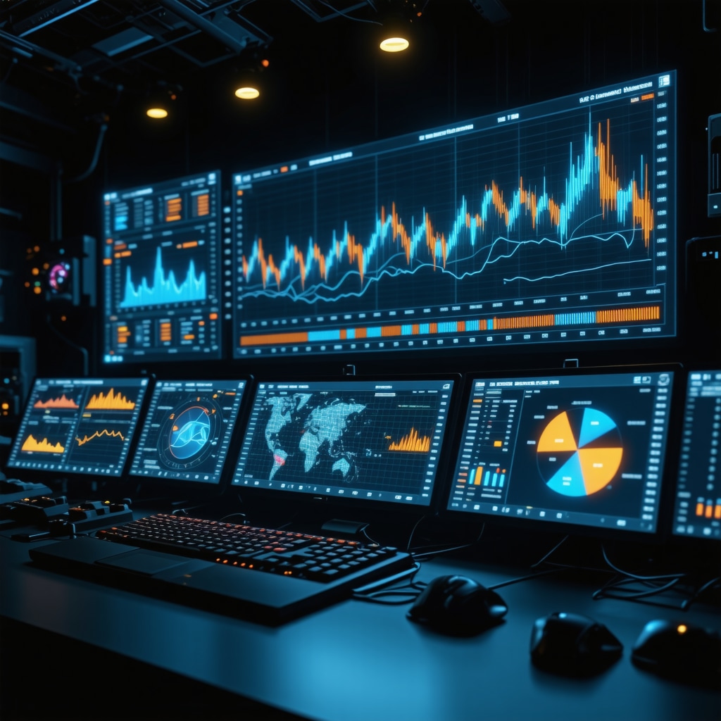 Digital dashboard showing AI analytics and ESG scores related to gold mining stocks