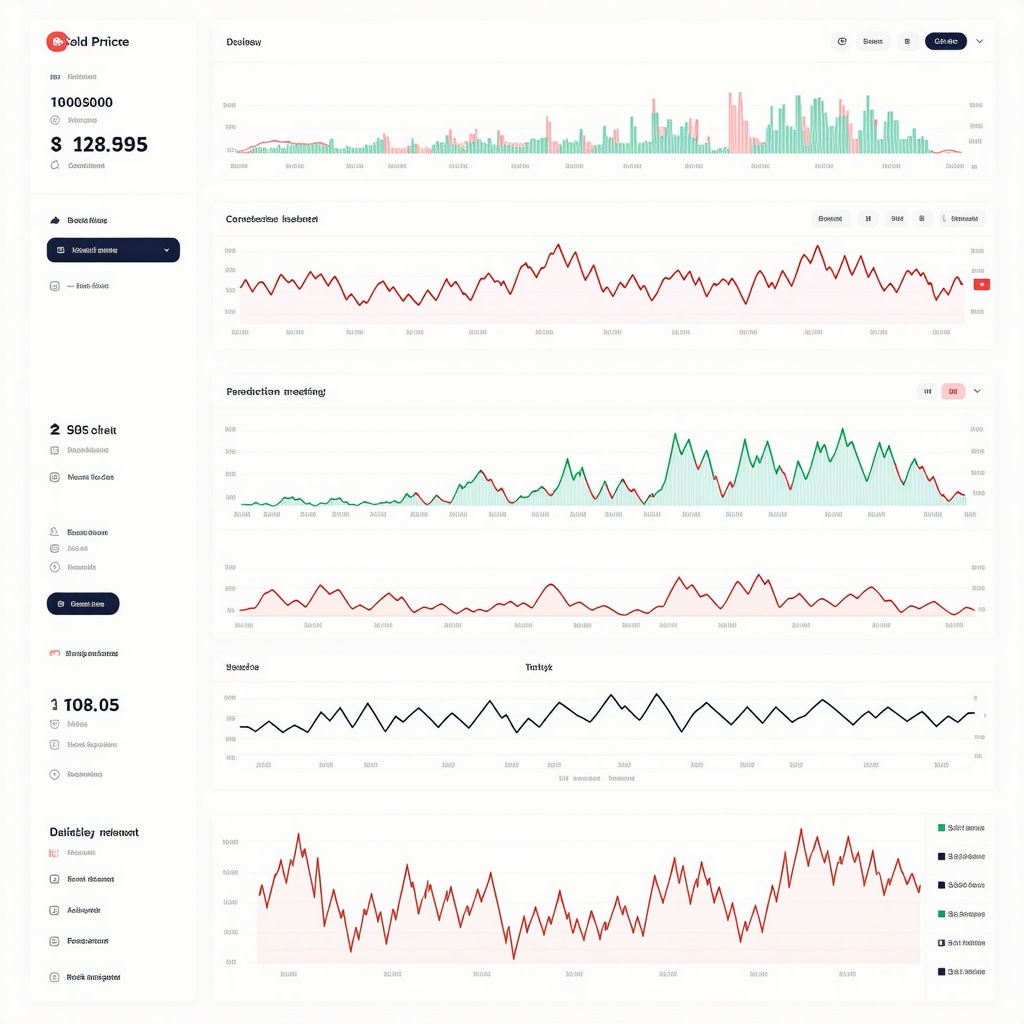 Dashboard showing graphs and neural network models for gold price prediction
