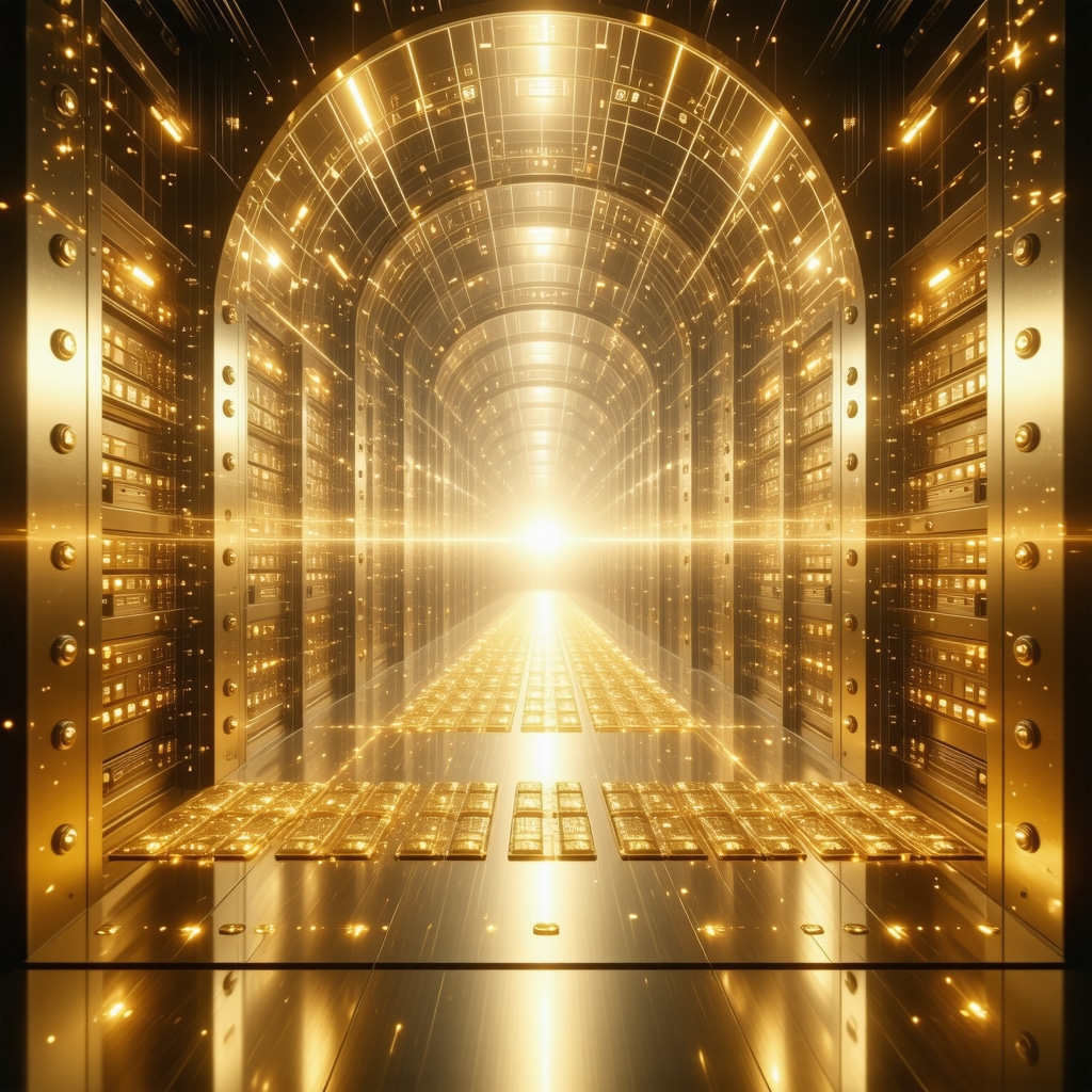 Secure vault with gold bars and blockchain interface illustrating Gold IRA custody innovations