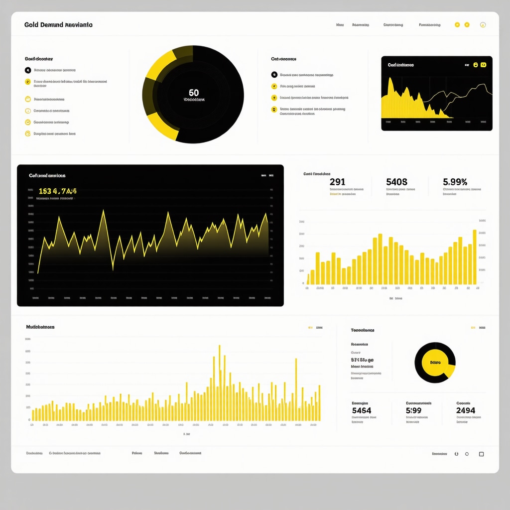 Digital dashboard showing advanced gold demand analytics including machine learning forecasts and central bank gold reserve statistics