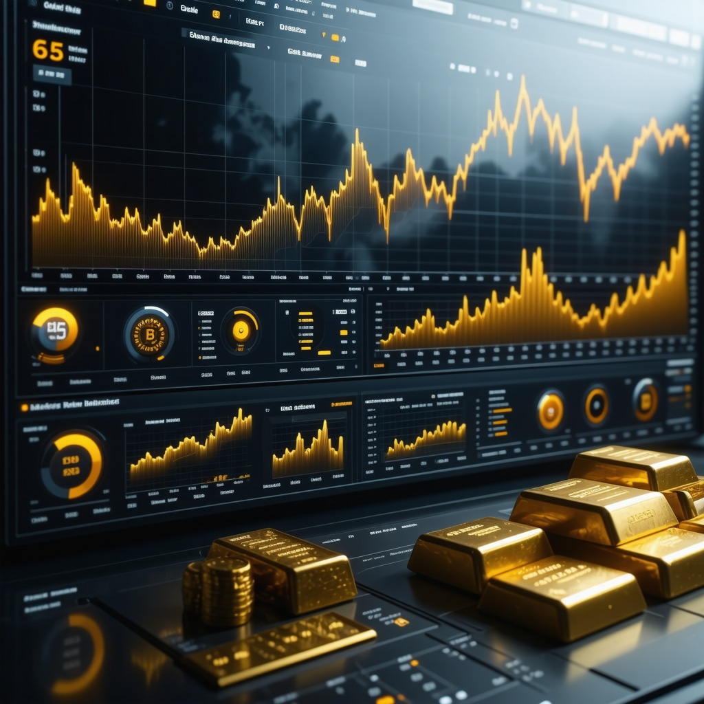 Futuristic dashboard showing real-time analytics and AI integration for gold IRA management