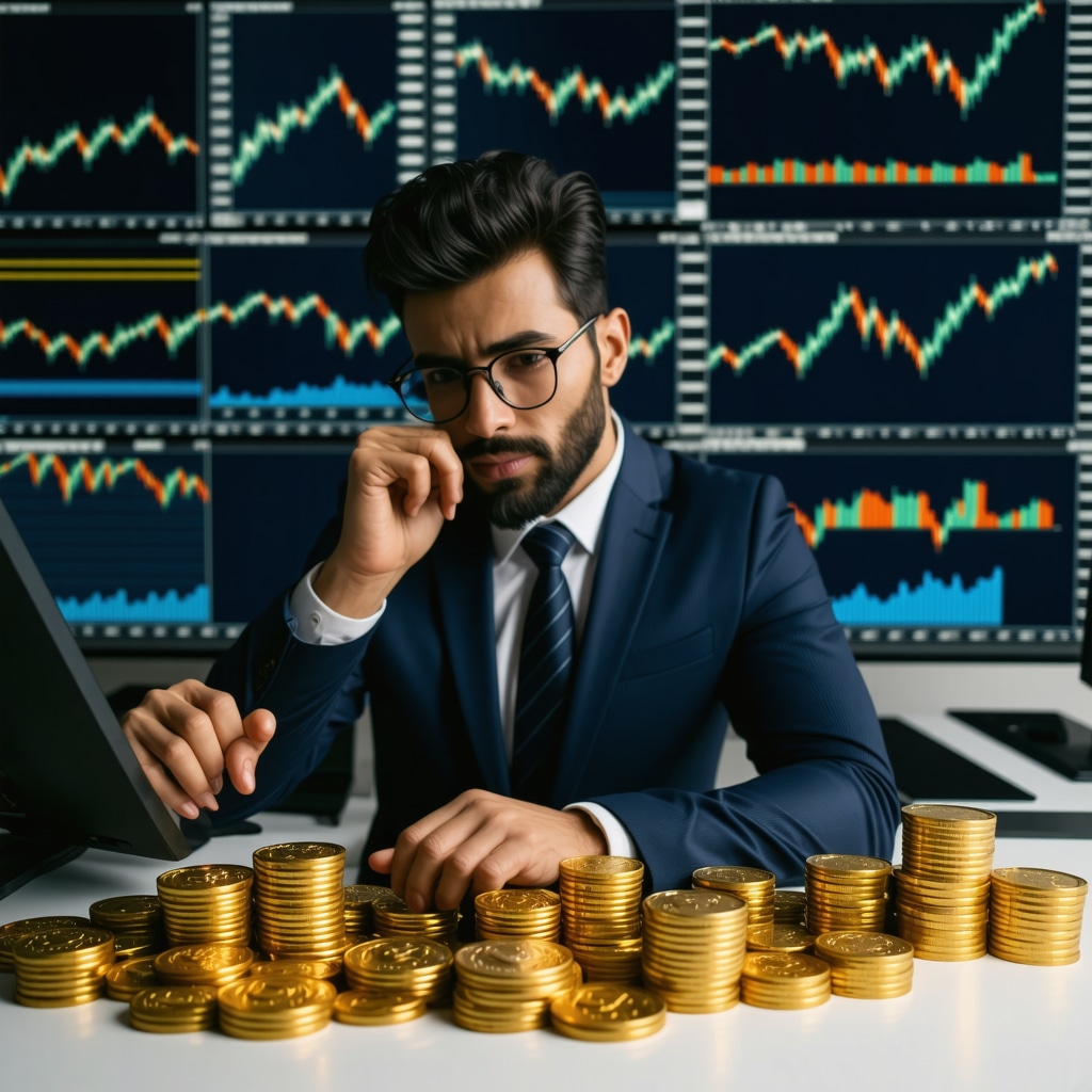 Financial analyst analyzing gold price charts and economic indicators for sophisticated gold IRA strategy