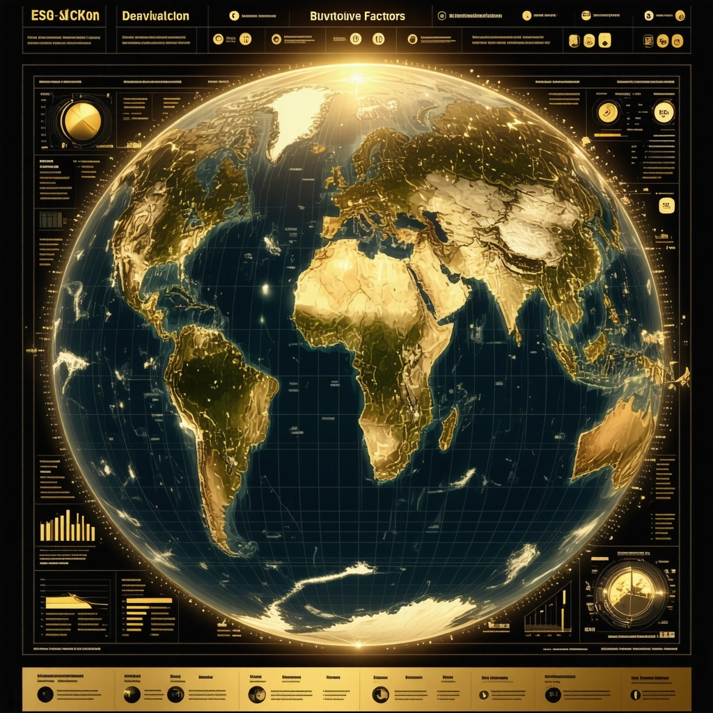 Infographic showing gold investment strategies with derivatives, ESG considerations, and blockchain authentication