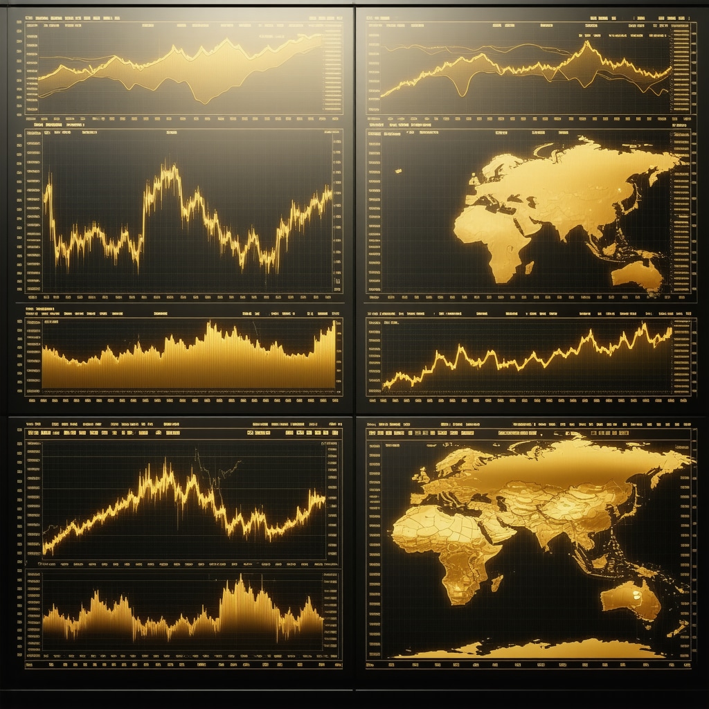 Financial dashboard showing gold price charts with machine learning and global monetary policy data for 2026