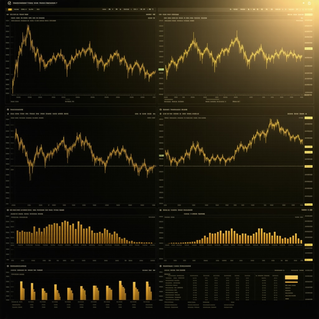 Digital dashboard displaying gold price charts alongside sentiment analysis and behavioral finance indicators