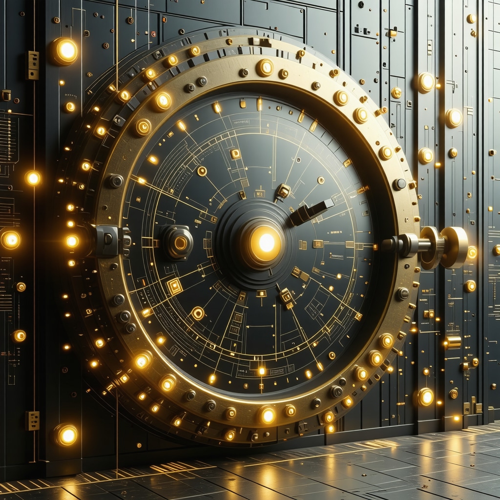 High-tech vault with biometric and blockchain security systems for gold investment
