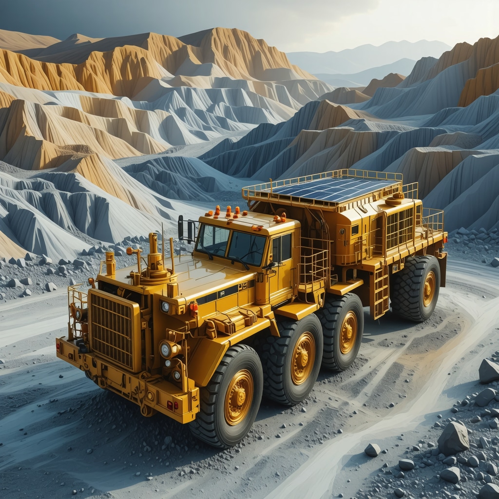 Gold mine with automated equipment and solar panels showcasing sustainable and advanced mining technology