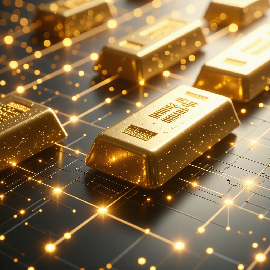 Digital blockchain network overlaying gold bars representing secure Gold IRA custody