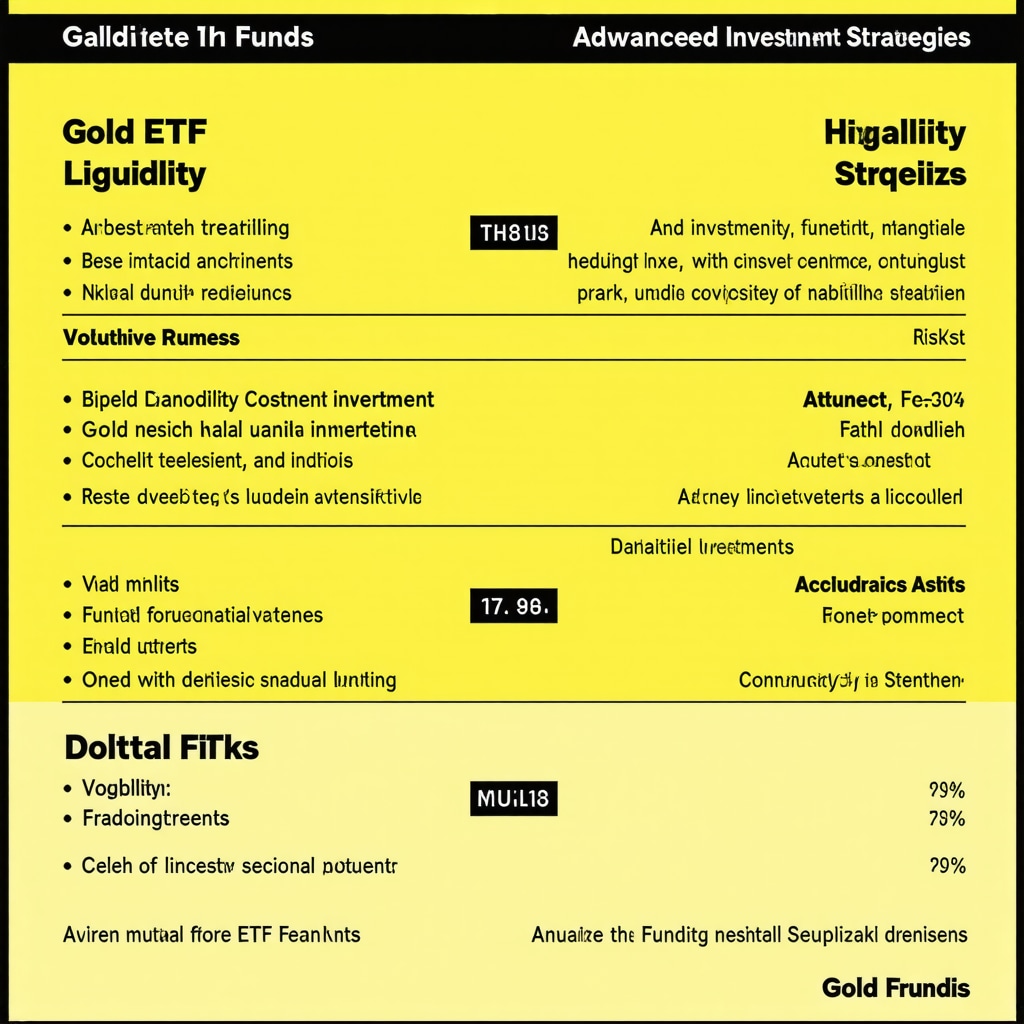 Infographic comparing tax and risk profiles of gold ETFs and mutual funds with advanced investment strategies
