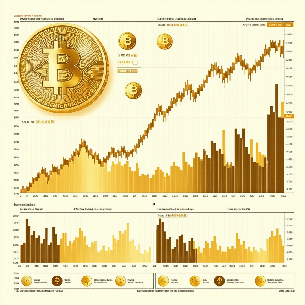 Infographic showing changing gold-stock correlations with economic and blockchain gold token elements