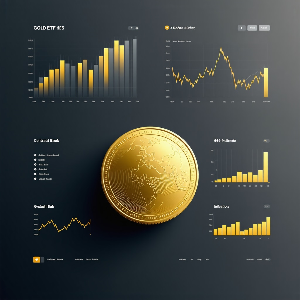 Dashboard with gold ETF price charts and global economic indicators
