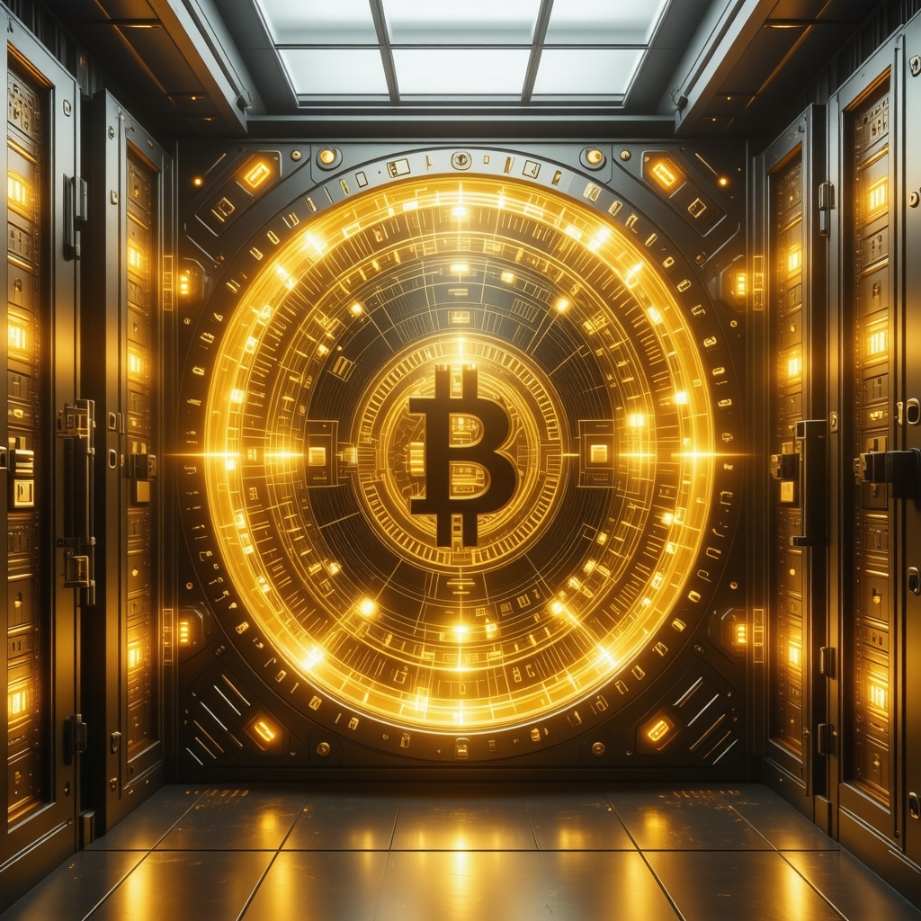 Advanced gold vault integrating biometric access and blockchain technology with physical gold bars