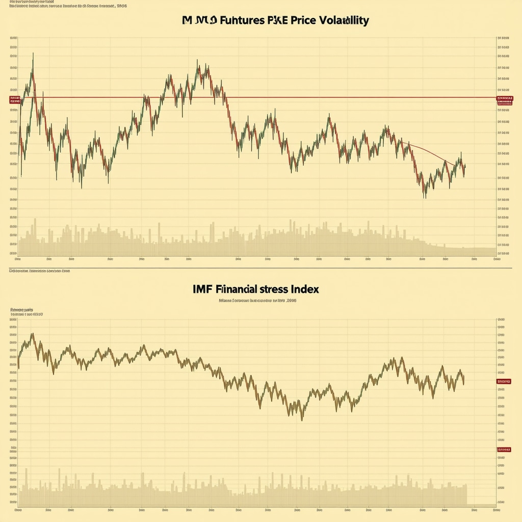 Chart showing correlation between gold futures volatility and IMF Financial Stress Index
