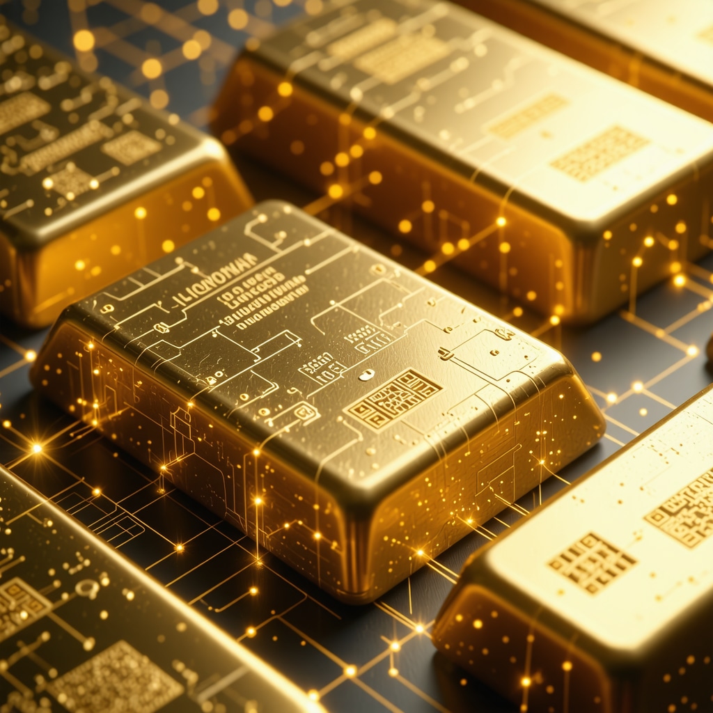 Gold bullion bars with blockchain ledger and nanotechnology security overlays