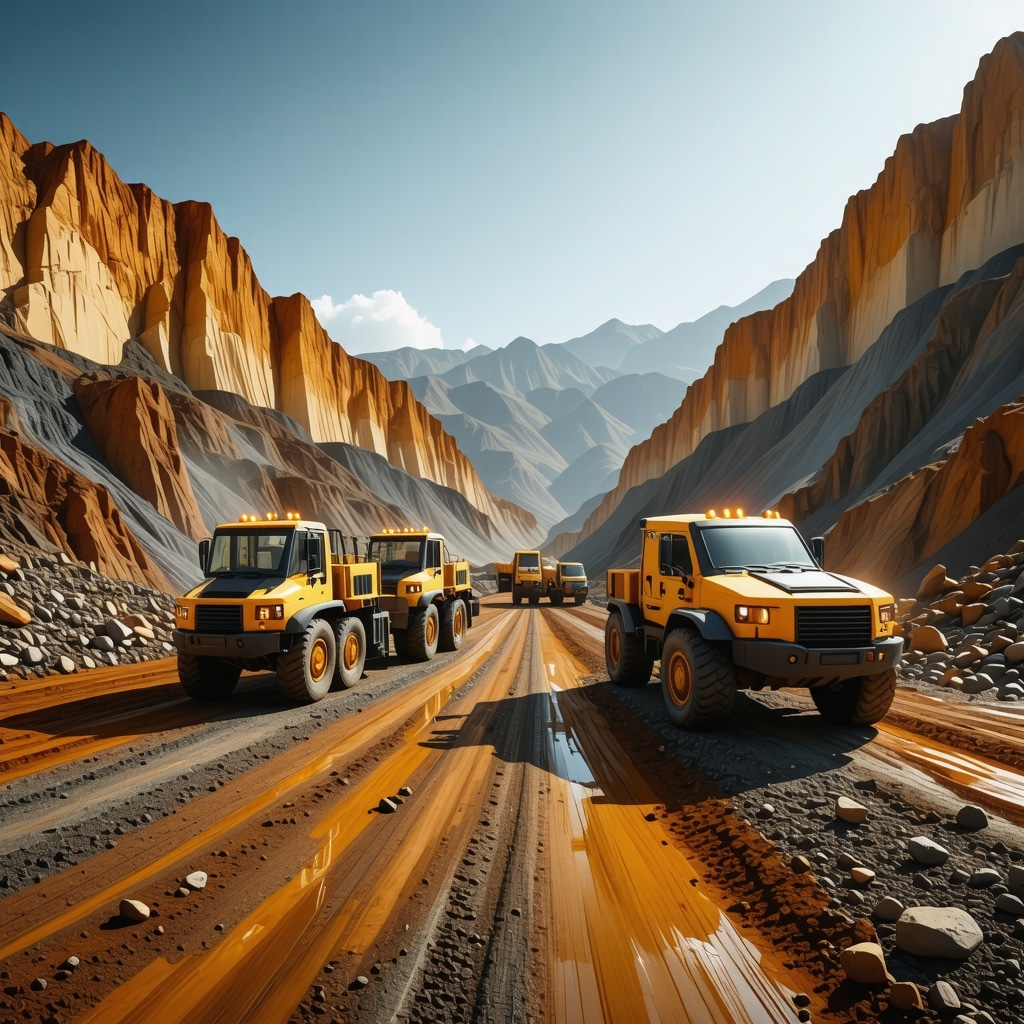 Modern gold mine with autonomous vehicles and AI-driven equipment illustrating technological innovation