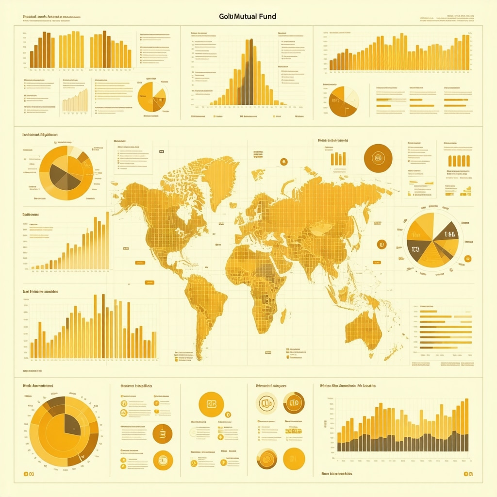 Infographic illustrating tactical allocation, risk management, market sentiment, and macroeconomic modeling for gold mutual funds