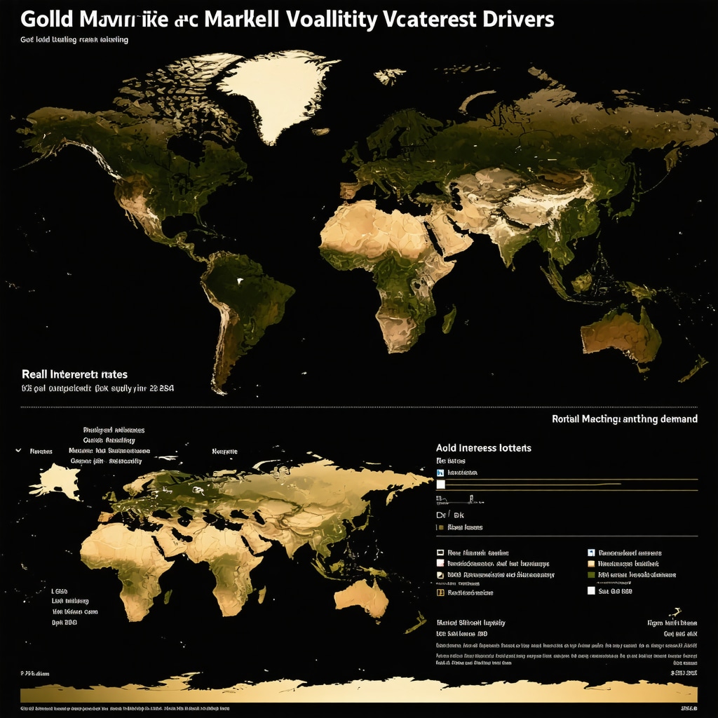 Infographic showing key drivers of gold market volatility and ESG influences on gold mining supply in 2024