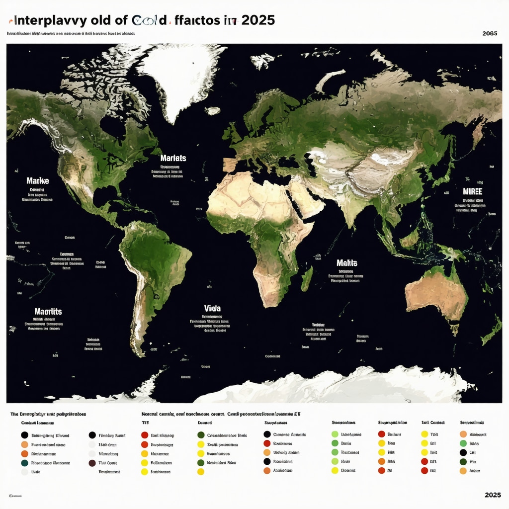 Infographic depicting gold demand factors and price influences in 2025 with charts and global map