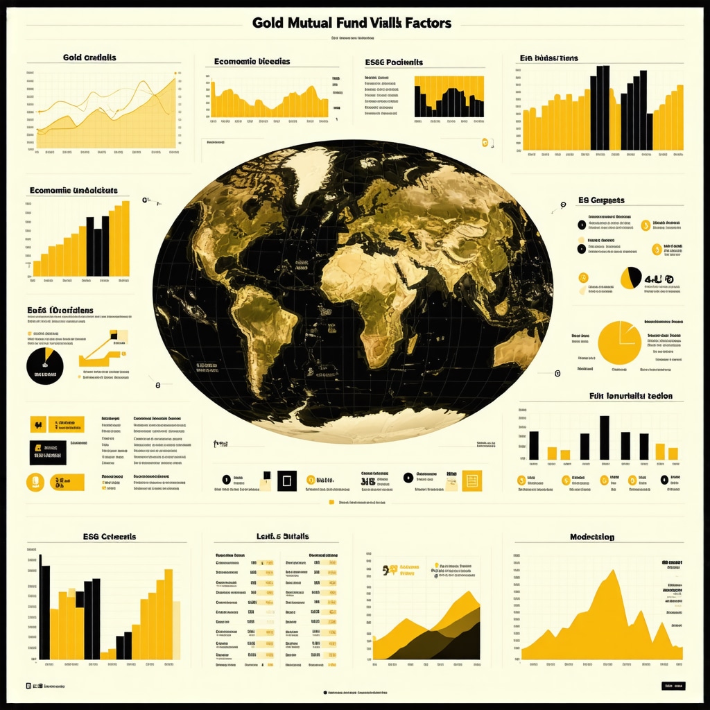 Detailed infographic showing factors influencing gold mutual fund volatility and advanced investment strategies