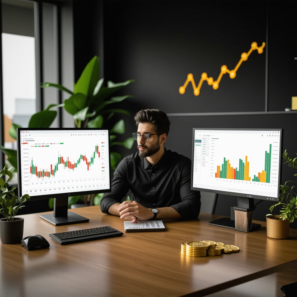 Investor reviewing charts and digital gold tokens representing advanced gold investment strategies