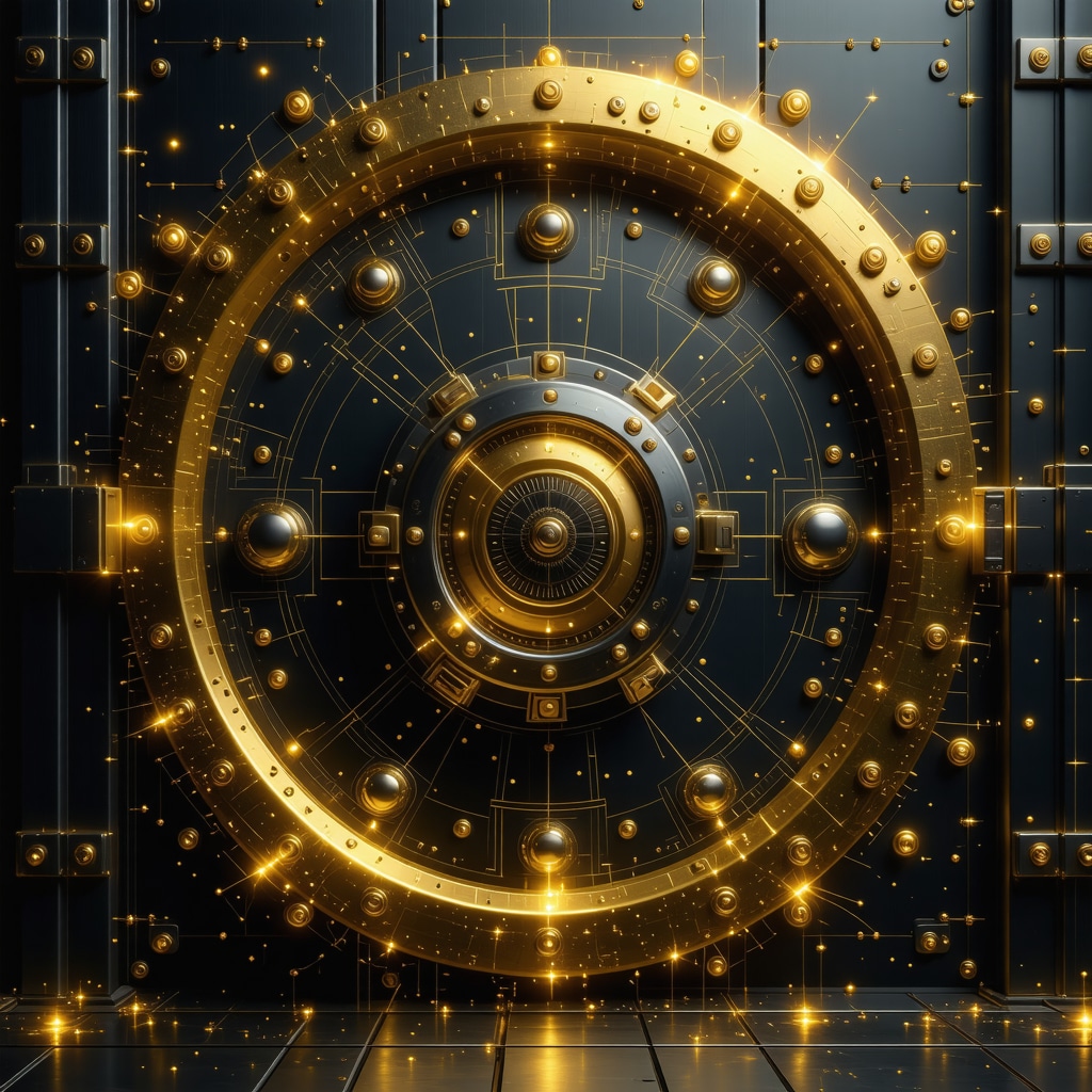 Gold storage vault secured with blockchain technology overlay