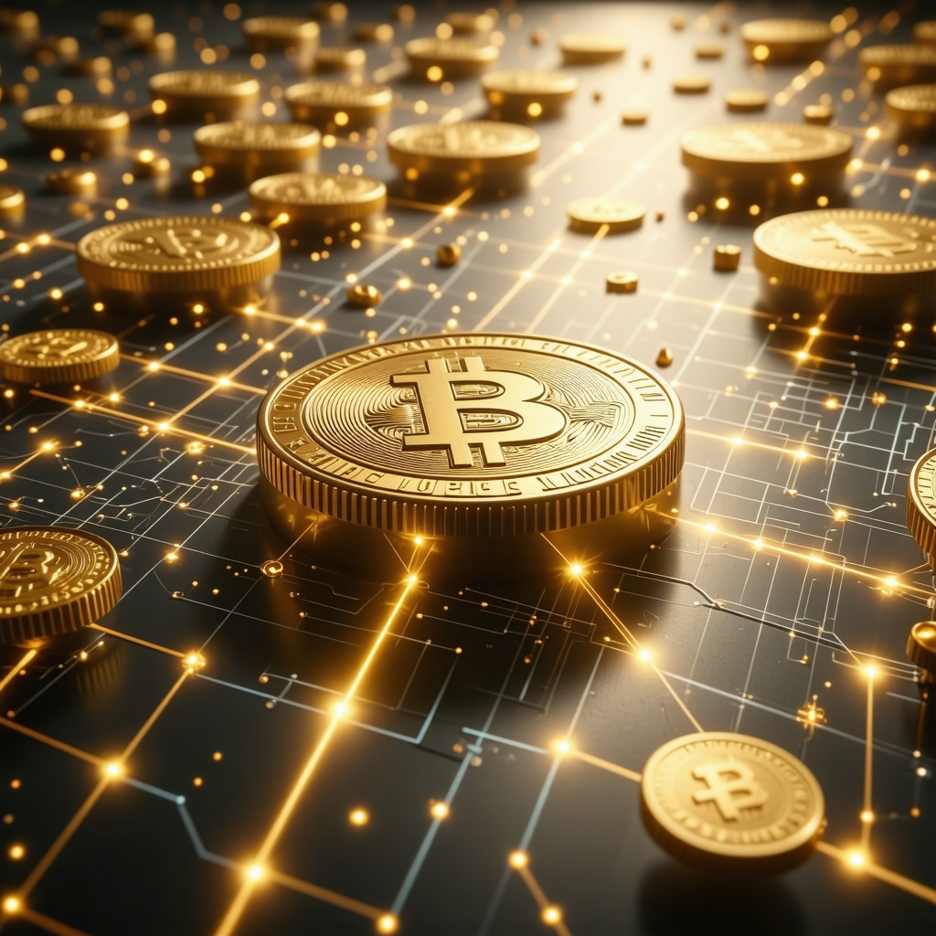 Digital gold tokens representing tokenized gold assets on blockchain platforms