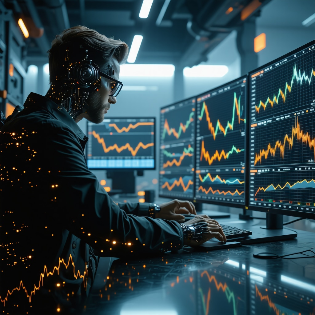 Analyst using AI technology to analyze gold market trends, central bank gold reserves, and advanced portfolio strategies