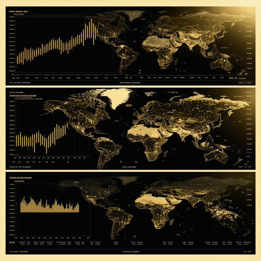 Digital dashboard showing AI analytics of gold prices, central bank gold reserves, and diversified gold investment portfolio