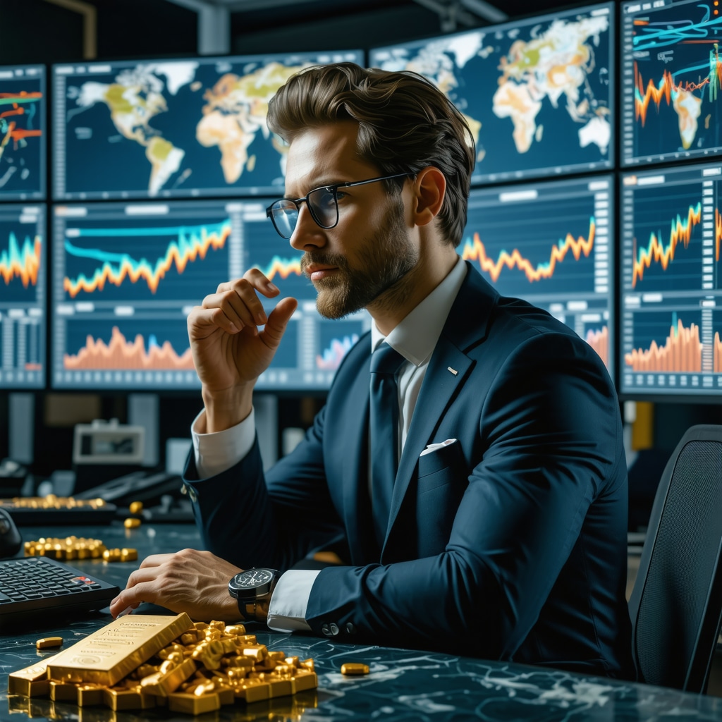 Financial analyst employing AI-driven models and big data analytics to predict gold price movements