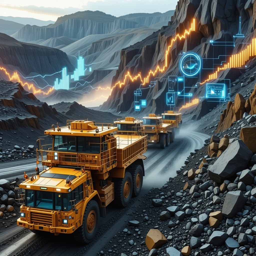 Advanced gold mining operation featuring AI automation and ESG data analytics