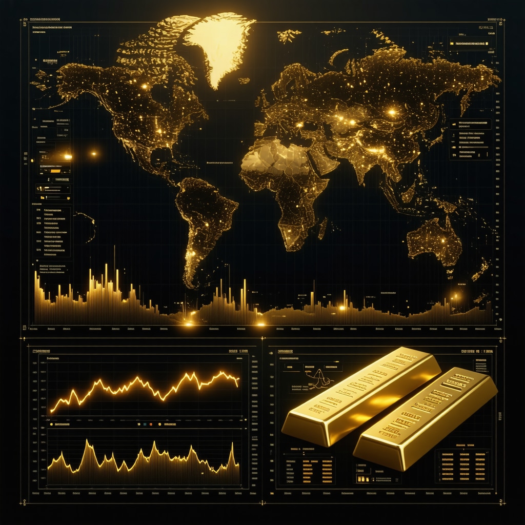Financial dashboard illustrating AI-based gold price prediction and blockchain supply chain transparency