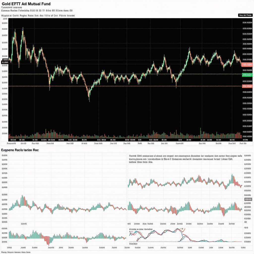 Financial chart depicting gold ETFs and mutual funds performance with expense ratio and income distribution overlays