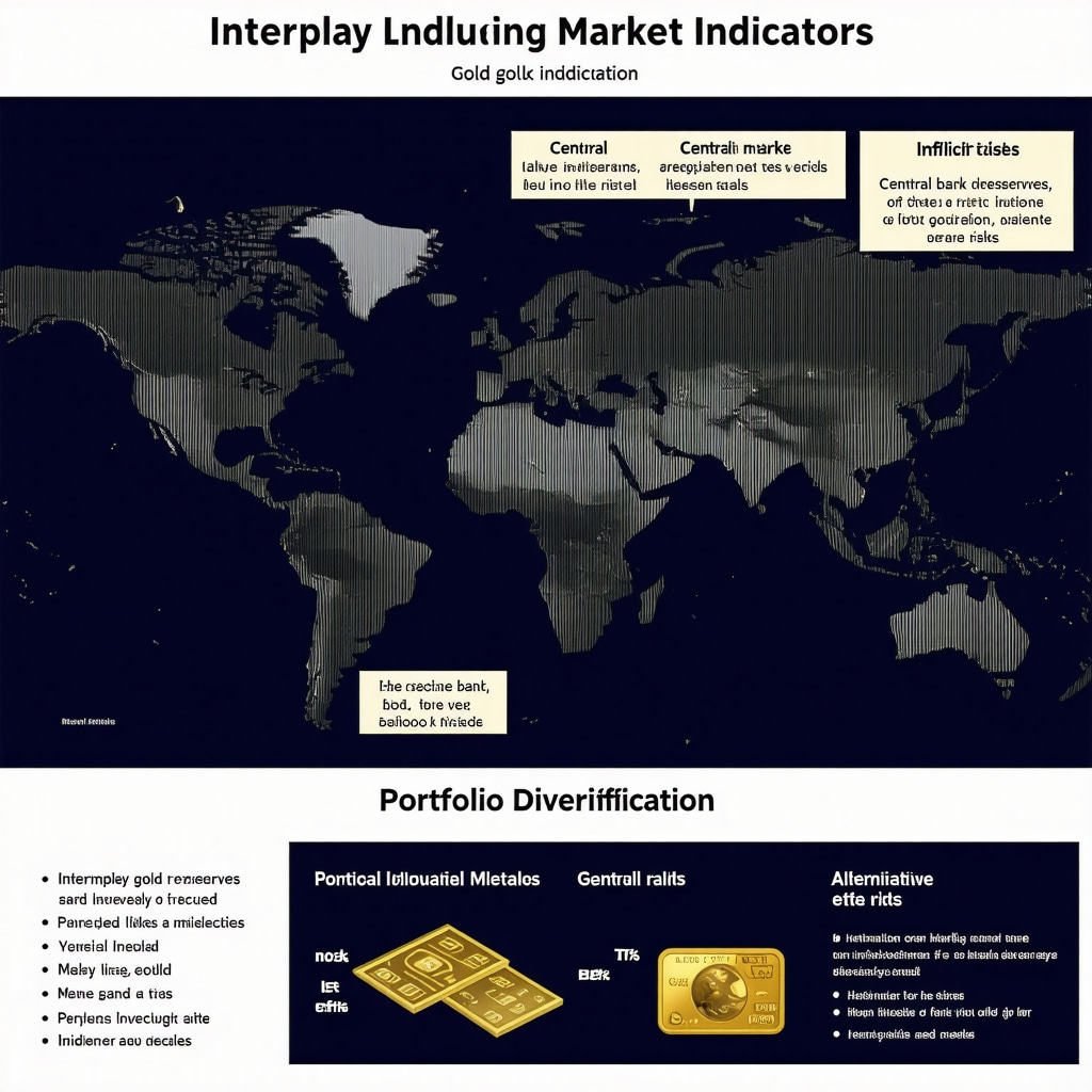 Infographic showing central bank gold reserves, inflation trends, geopolitical risk, and diversified precious metals assets for Gold IRA optimization