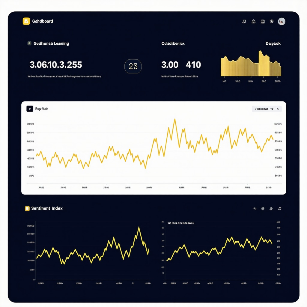 Dashboard displaying machine learning forecasts and behavioral finance sentiment indicators for gold investment in 2025
