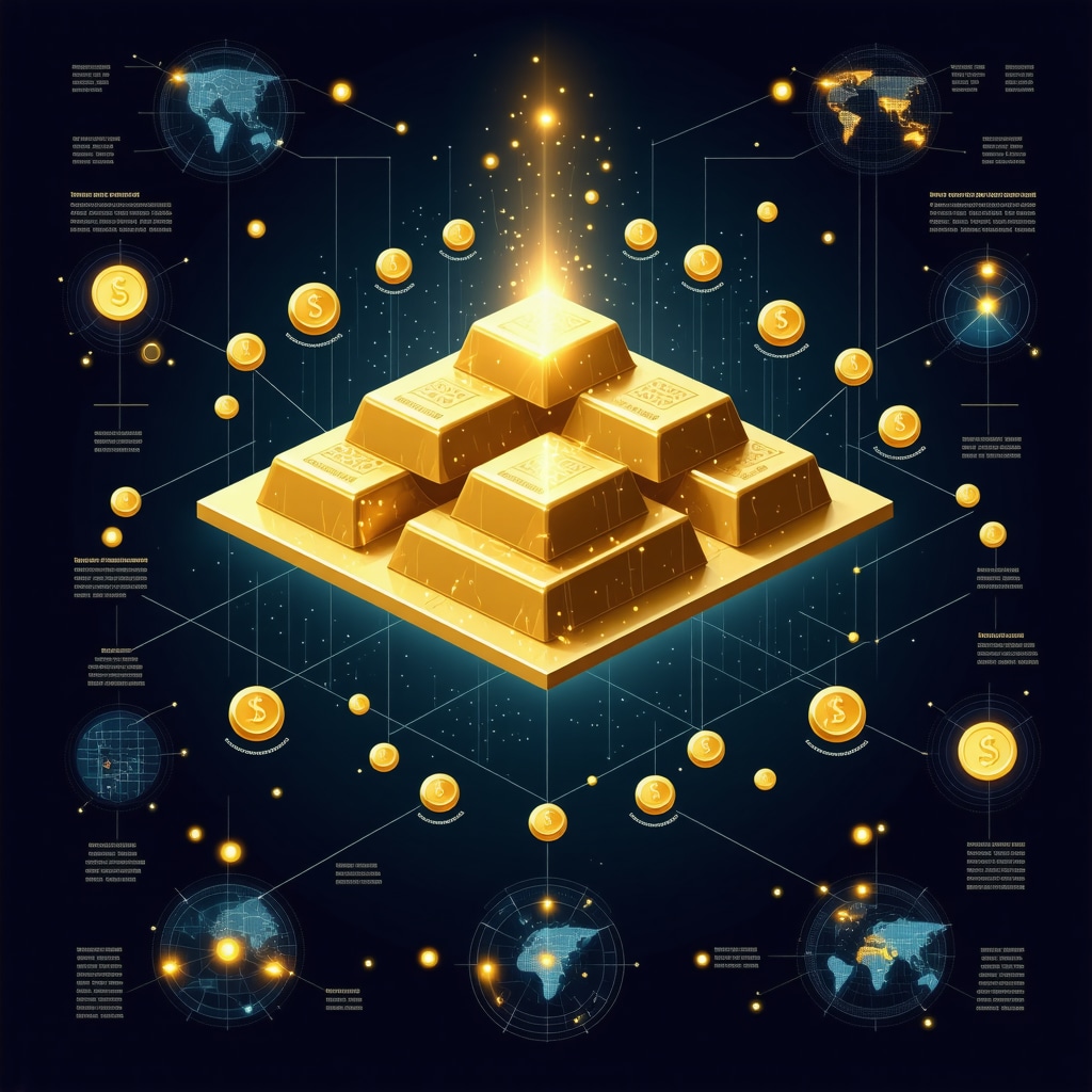 Infographic depicting integration of machine learning, ESG metrics, and tactical allocation in gold investment portfolio