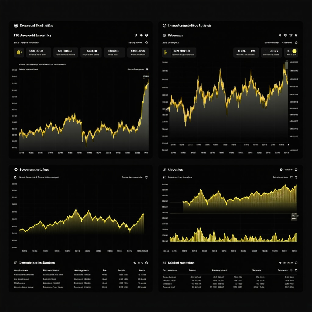 Digital dashboard displaying gold price trends, ESG scores, and derivatives data for expert investors