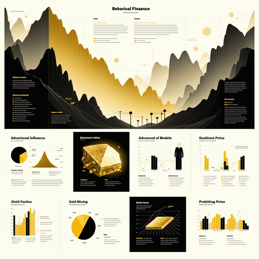 Infographic showing behavioral finance, ESG factors, and quantitative models in gold investment