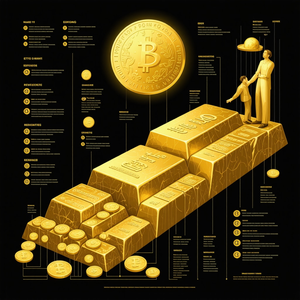 Infographic depicting diversified gold investment approaches including physical gold bars, ETFs, mining stocks, derivatives, and ESG factors