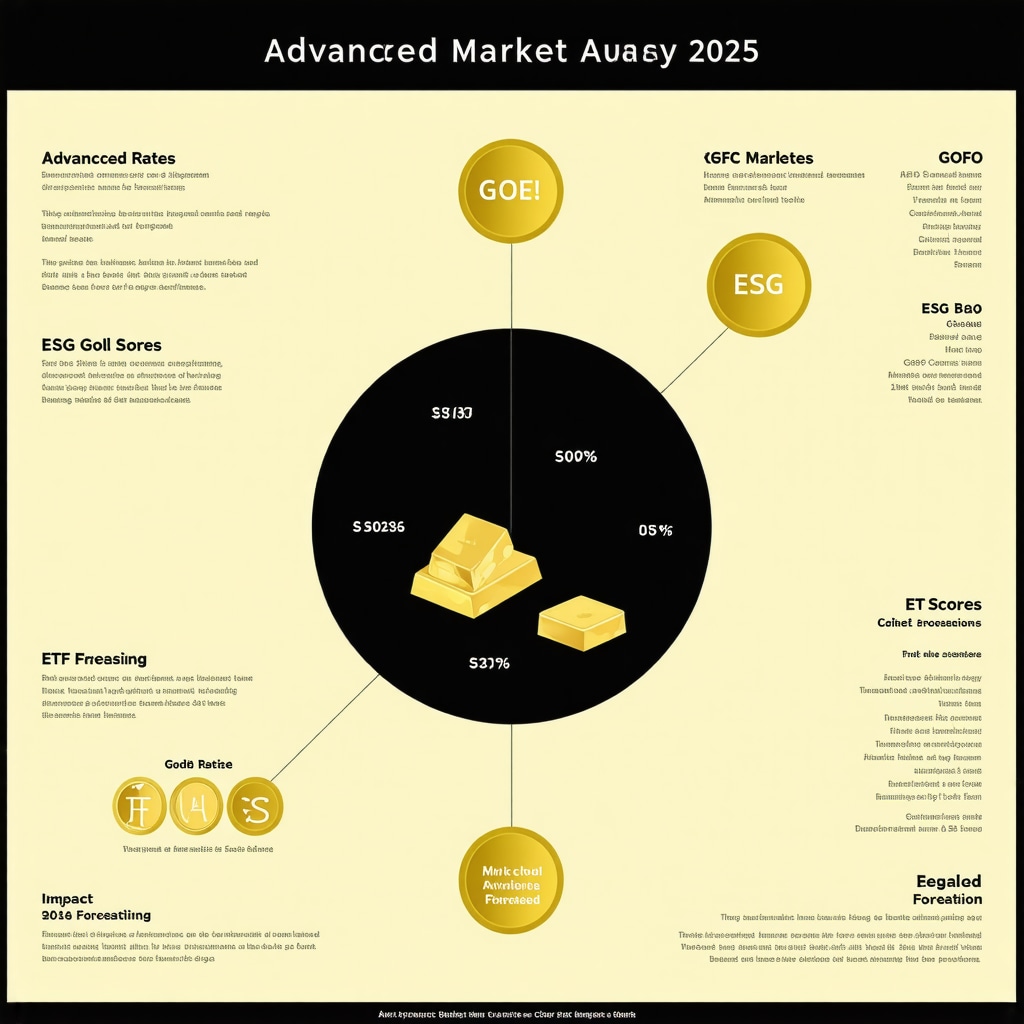 Infographic showing advanced metrics like GOFO, ESG ratings, ETF flows influencing gold price forecasts in 2025