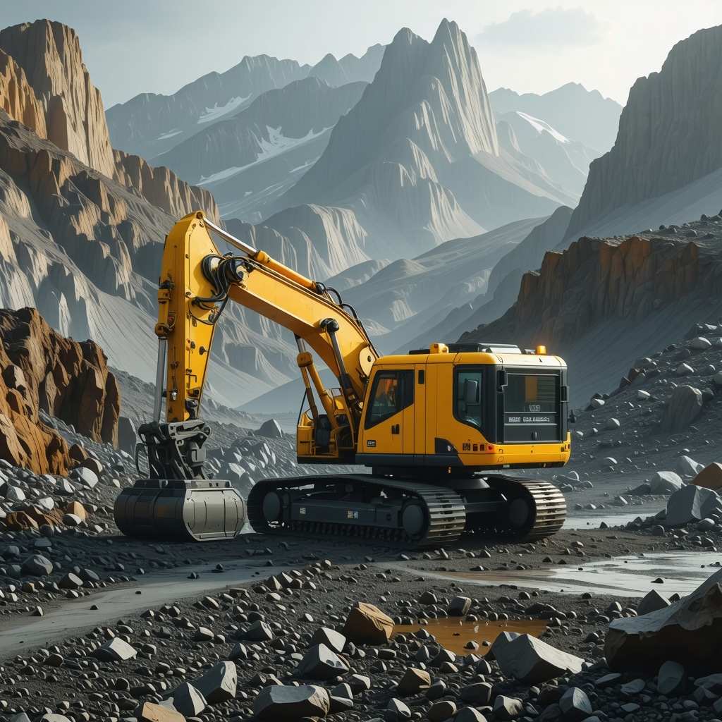 Futuristic gold mining site with autonomous vehicles and sustainable technology integration