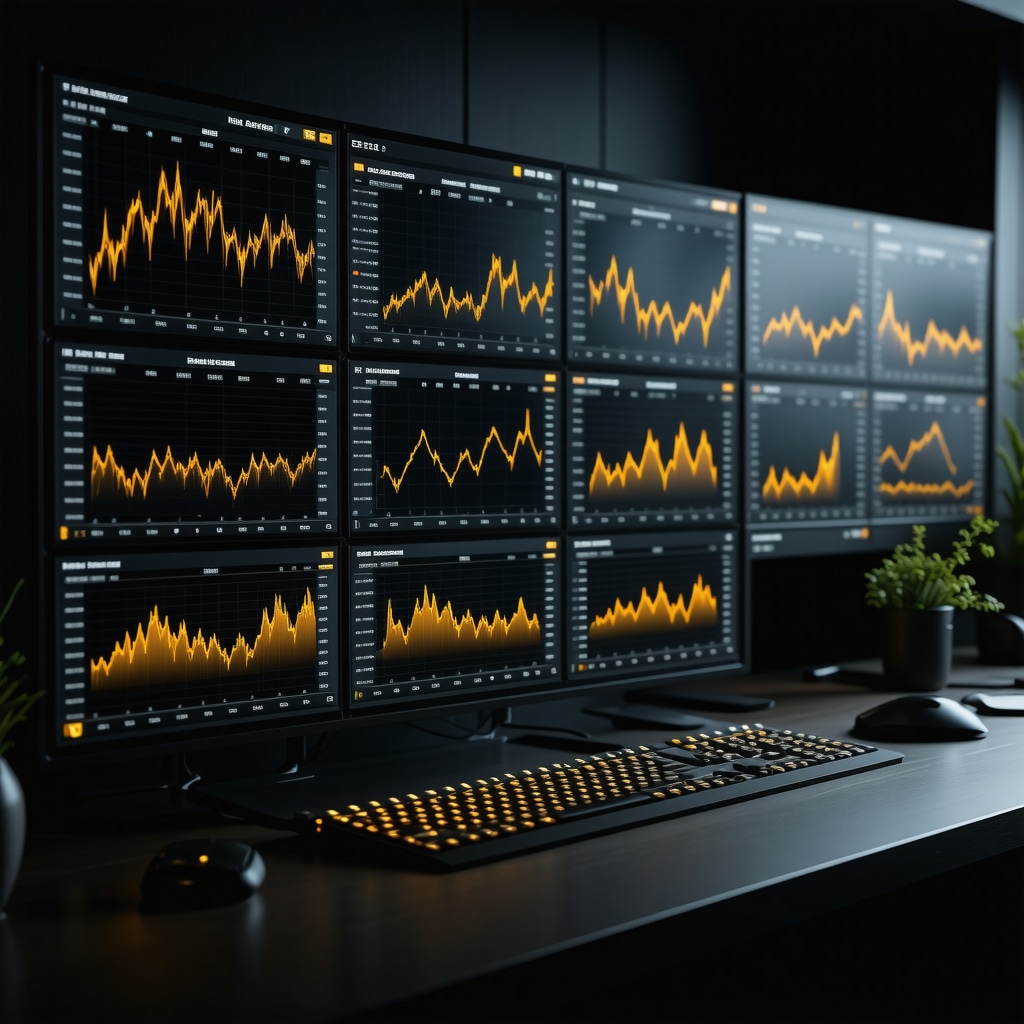 Digital dashboard showing gold mutual fund performance metrics, ESG scores, and AI-driven economic forecasts