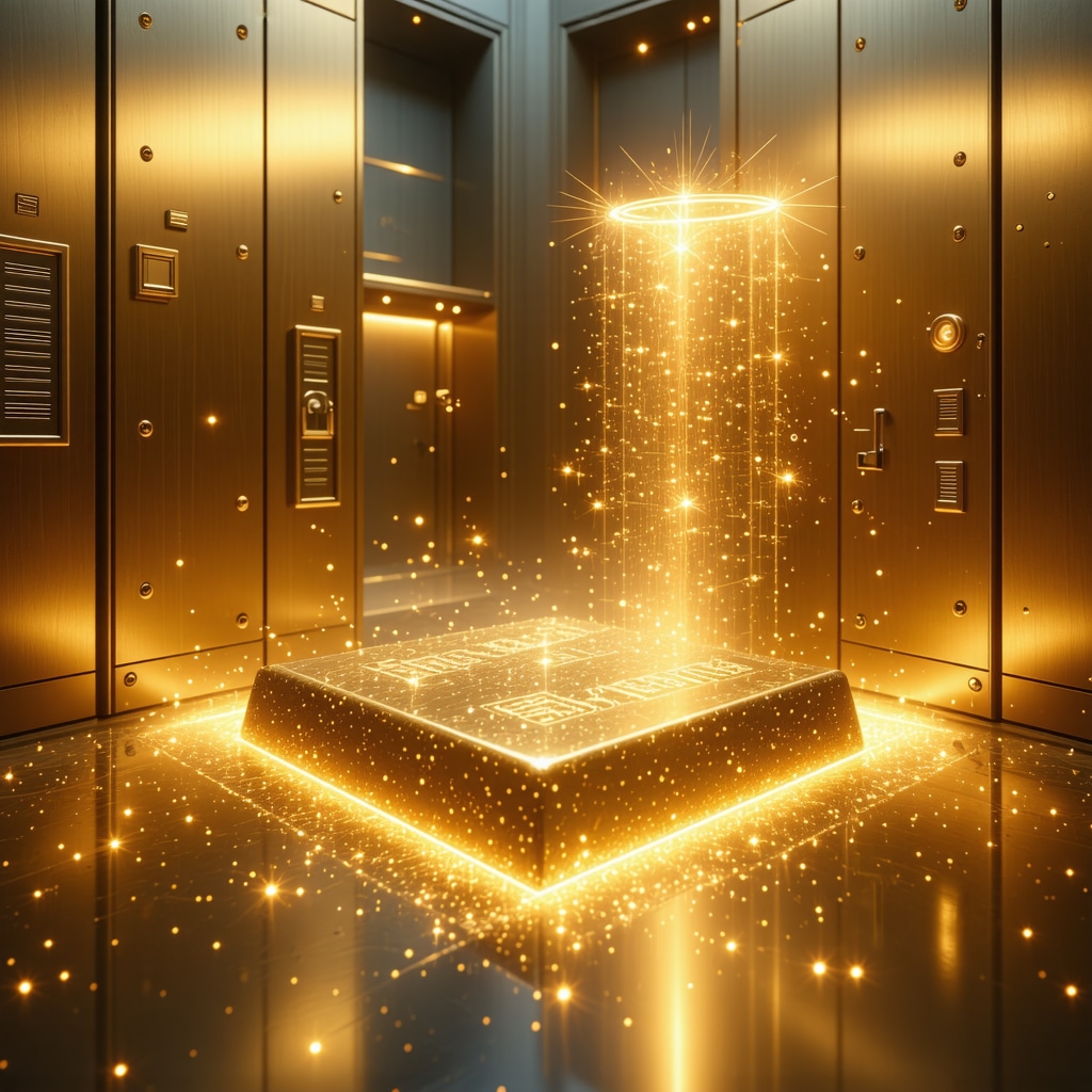 Gold vault equipped with biometric access, AI surveillance, and quantum dot scanning technology authenticating gold bars