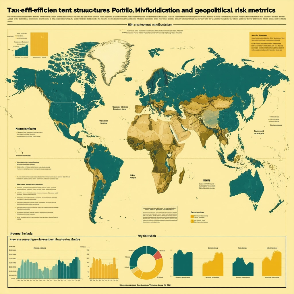 Infographic showing tax strategies, portfolio integration, and geopolitical risk analysis for physical gold investments