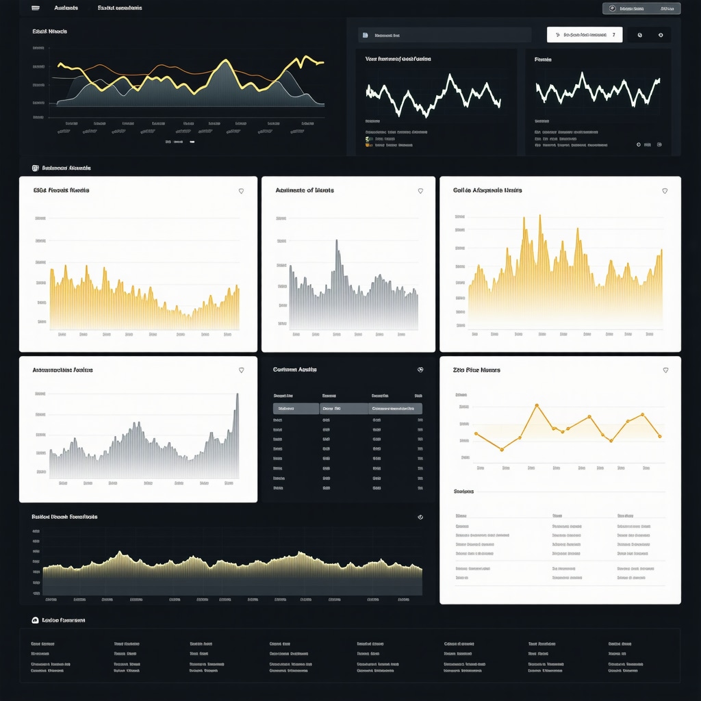 Digital dashboard with graphs showing quantitative and ESG data impacting gold prices in 2025