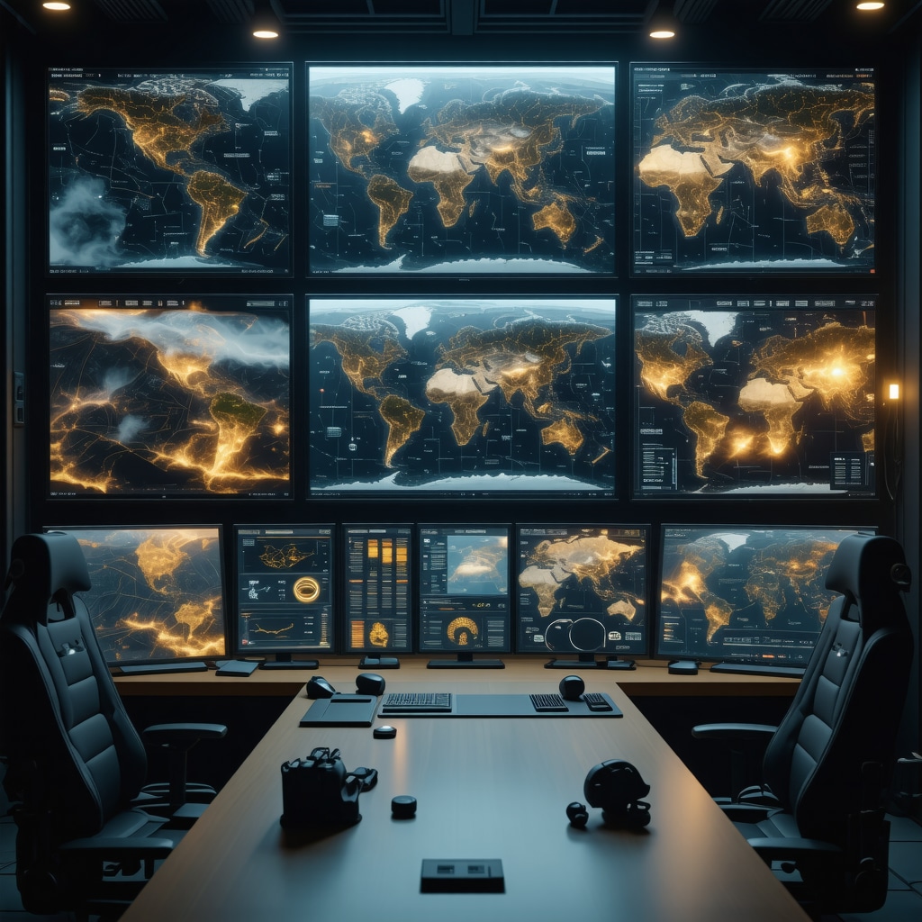 Visualization of gold supply chain analytics combining satellite imagery, blockchain flows, and geopolitical risk maps