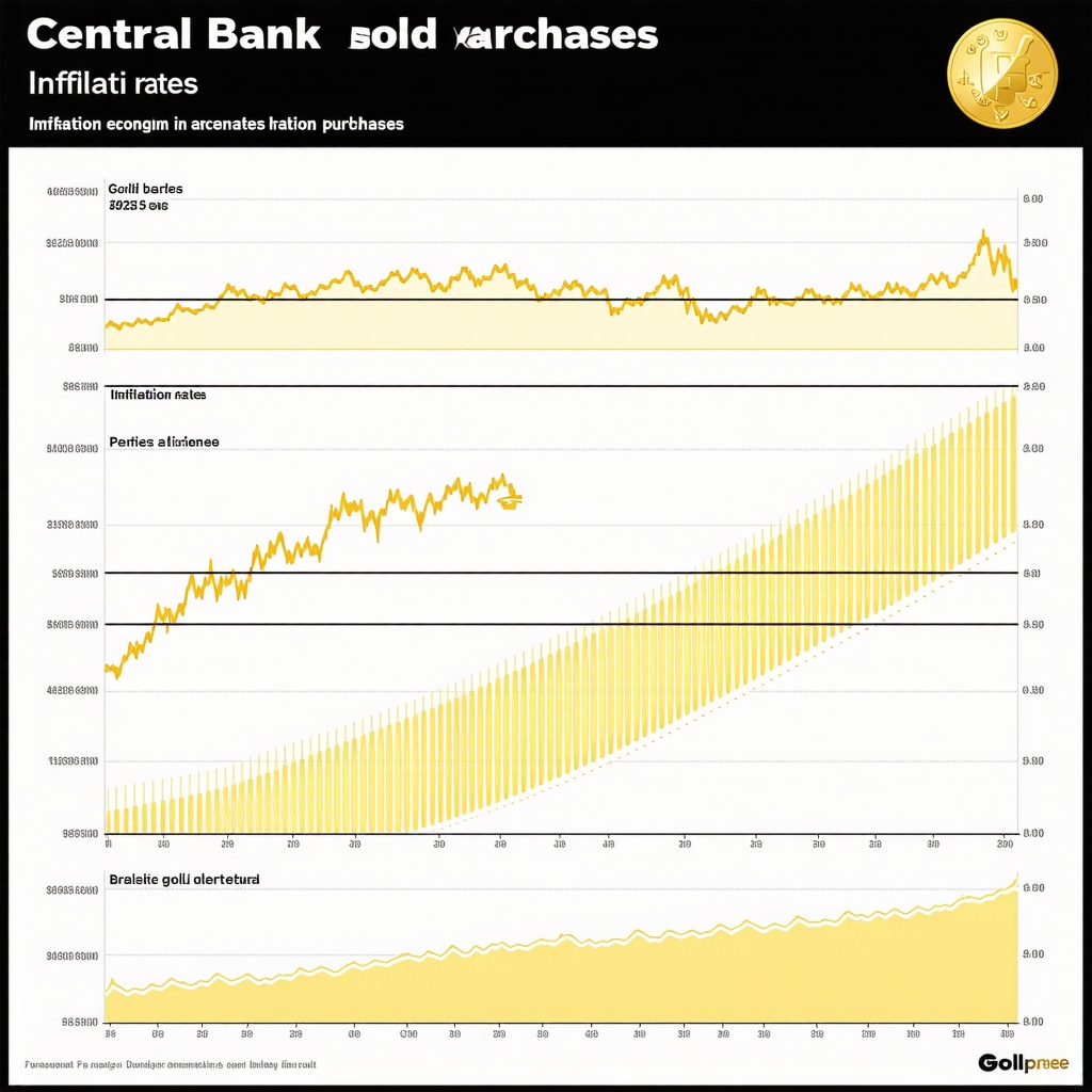 Infographic showing central bank gold buying patterns correlated with inflation and gold price movements in 2025