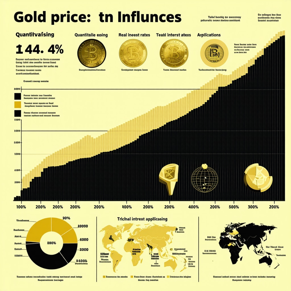 Infographic showing gold demand drivers such as QE impact, macroeconomic indicators, tech innovation, and ethical sourcing