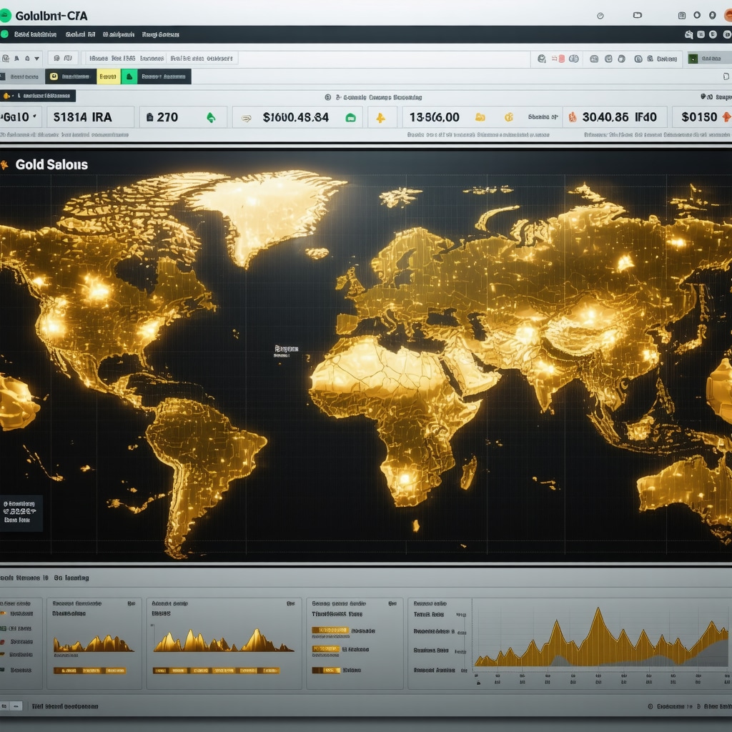 Digital dashboard displaying real-time data on gold IRA holdings with blockchain security elements