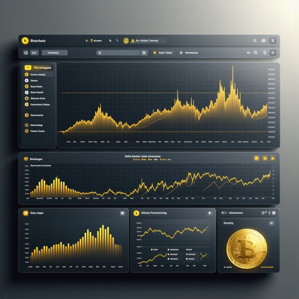Blockchain ledger and predictive analytics charts illustrating ethical gold sourcing and market forecasting